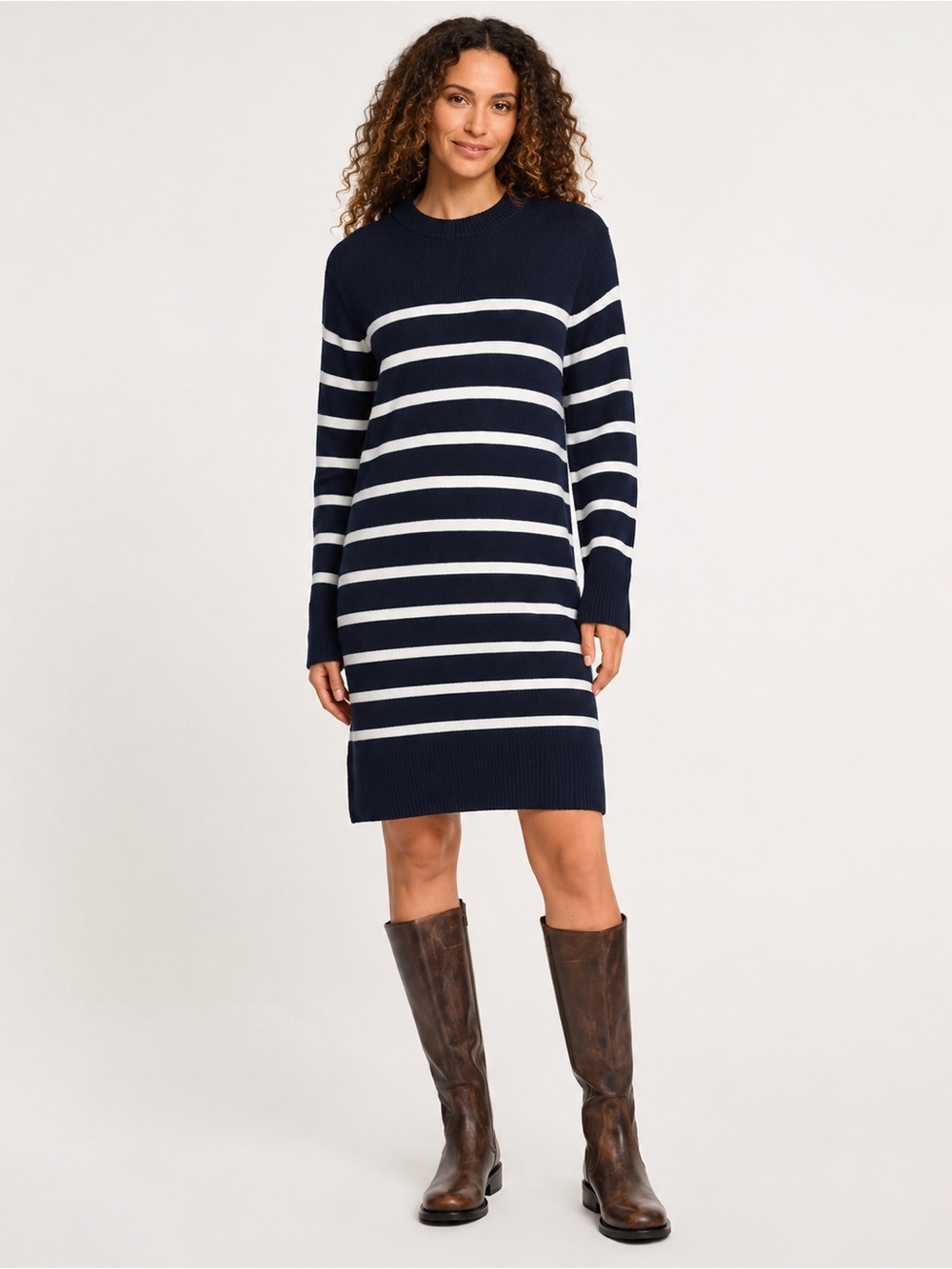Lands’ End Navy Crewneck Sweater Dress Size Medium NWT